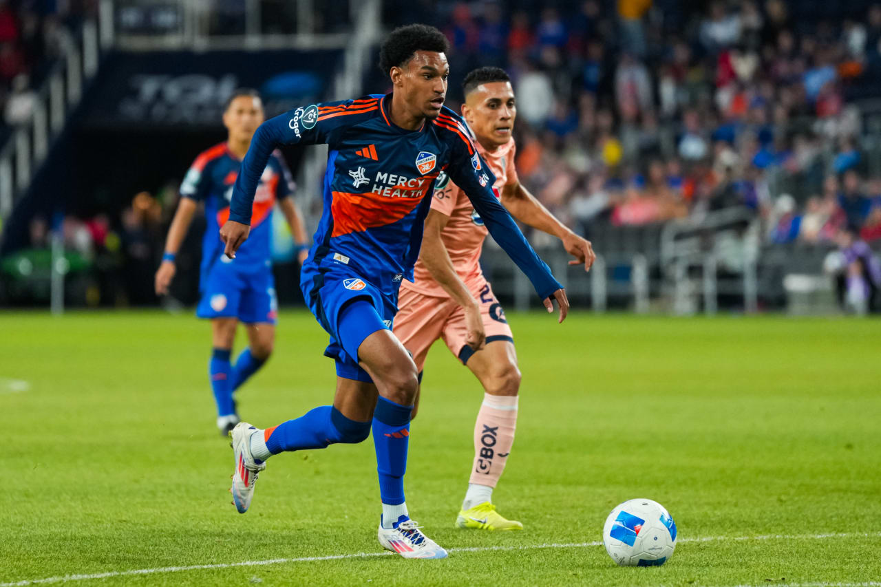 CINCINNATI, OHIO - FEBRUARY 26: FC Cincinnati during a Concacaf Champions Cup match against FC Motagua on February 26, 2025 at TQL Stadium in Cincinnati, Ohio.