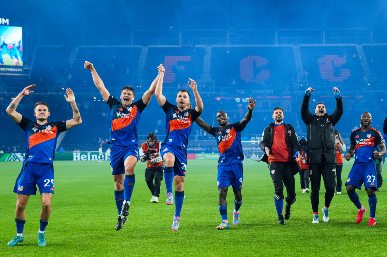 CINCINNATI, OHIO - APRIL 5: FC Cincinnati against New England Revolution on April 5, 2025 at TQL Stadium in Cincinnati, Ohio.