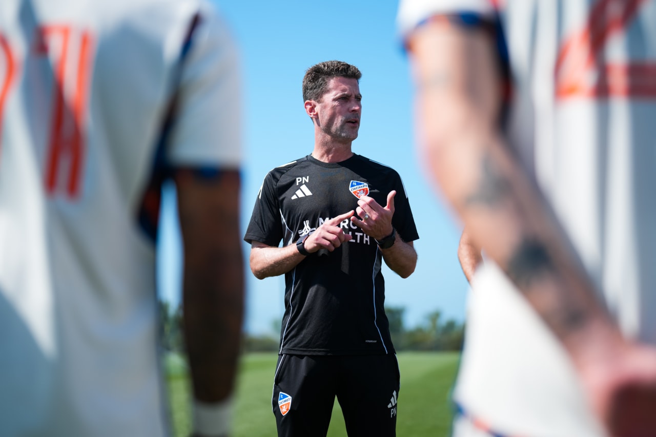 BRADENTON, FLORIDA - FEBRUARY 12: FC Cincinnati during a preseason match against Atlanta United FC on February 12, 2025 at IMG Academy in Bradenton, Florida.
