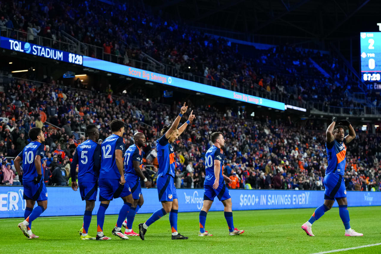CINCINNATI, OHIO - MARCH 8: FC Cincinnati against Toronto FC on March 8, 2025 at TQL Stadium in Cincinnati, Ohio.