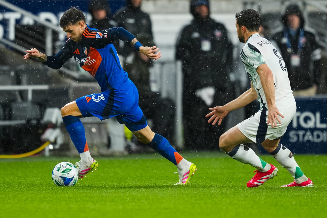 CINCINNATI, OHIO - APRIL 5: FC Cincinnati against New England Revolution on April 5, 2025 at TQL Stadium in Cincinnati, Ohio.