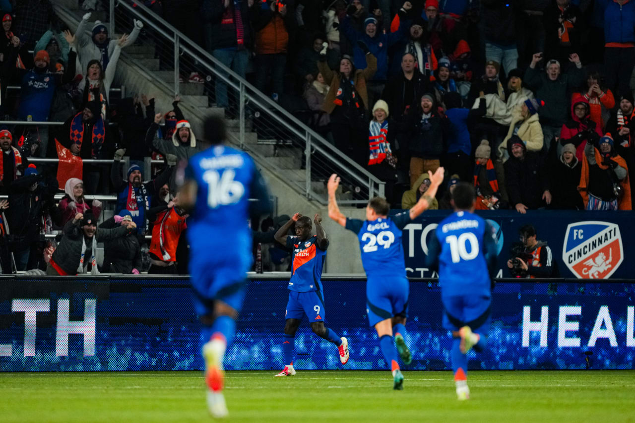 CINCINNATI, OHIO - FEBRUARY 22: FC Cincinnati against New York Red Bulls on February 22, 2025 at TQL Stadium in Cincinnati, Ohio.
