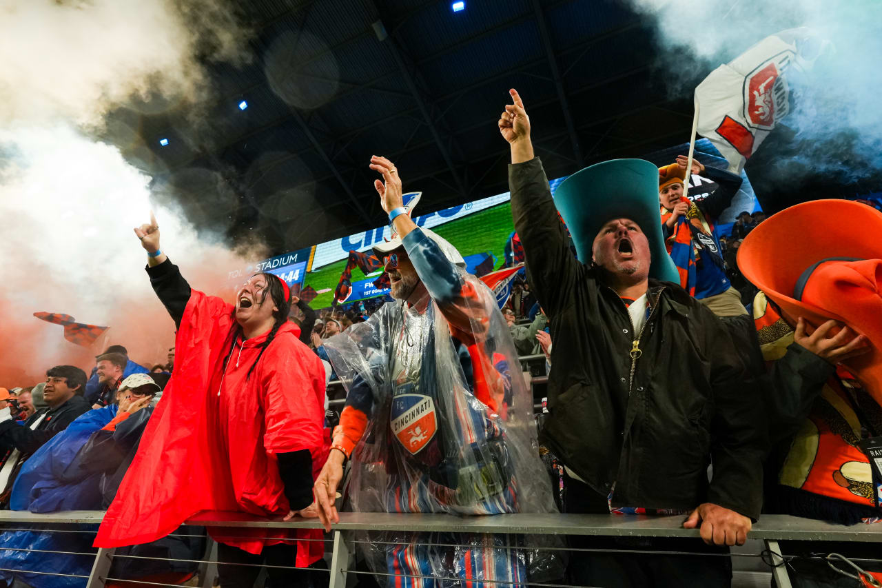 CINCINNATI, OHIO - APRIL 5: FC Cincinnati against New England Revolution on April 5, 2025 at TQL Stadium in Cincinnati, Ohio.