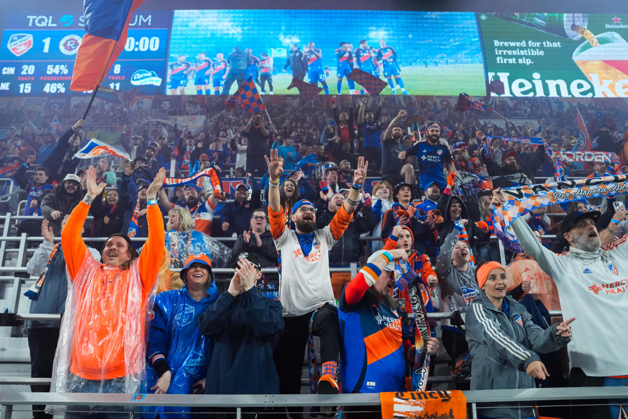 CINCINNATI, OHIO - APRIL 5: FC Cincinnati against New England Revolution on April 5, 2025 at TQL Stadium in Cincinnati, Ohio.