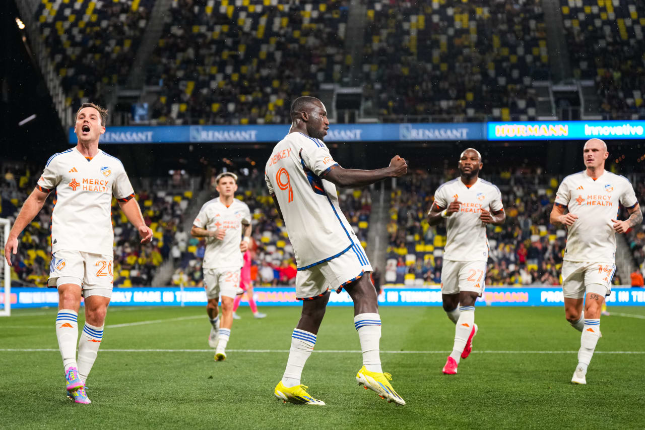NASHVILLE, TENNESSEE - MARCH 29: Nashville SC against FC Cincinnati on March 29, 2025 at Geodis Park in Nashville, Tennessee.