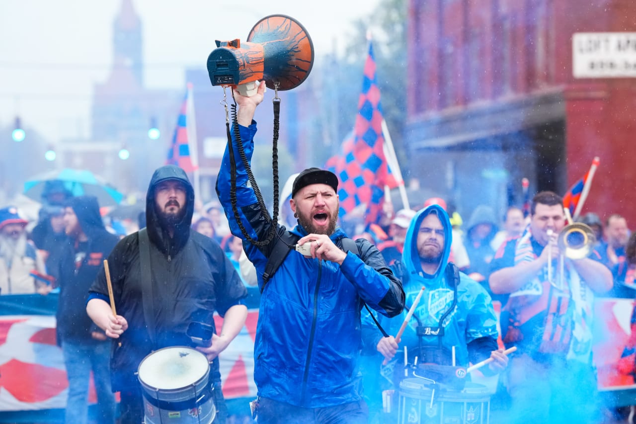 CINCINNATI, OHIO - APRIL 5: FC Cincinnati against New England Revolution on April 5, 2025 at TQL Stadium in Cincinnati, Ohio.