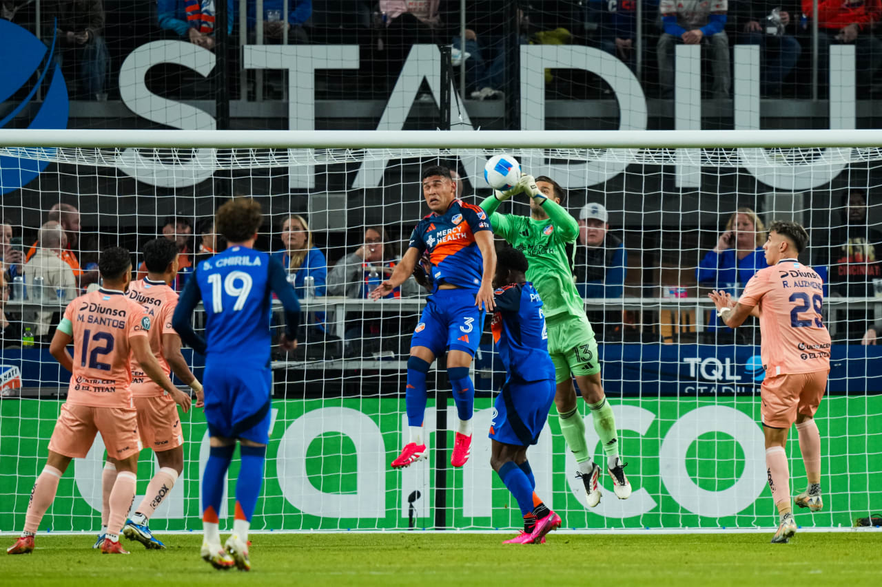 CINCINNATI, OHIO - FEBRUARY 26: FC Cincinnati during a Concacaf Champions Cup match against FC Motagua on February 26, 2025 at TQL Stadium in Cincinnati, Ohio.
