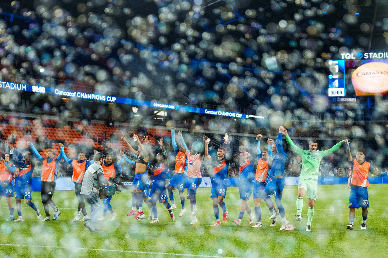 CINCINNATI, OHIO - FEBRUARY 26: FC Cincinnati during a Concacaf Champions Cup match against FC Motagua on February 26, 2025 at TQL Stadium in Cincinnati, Ohio.