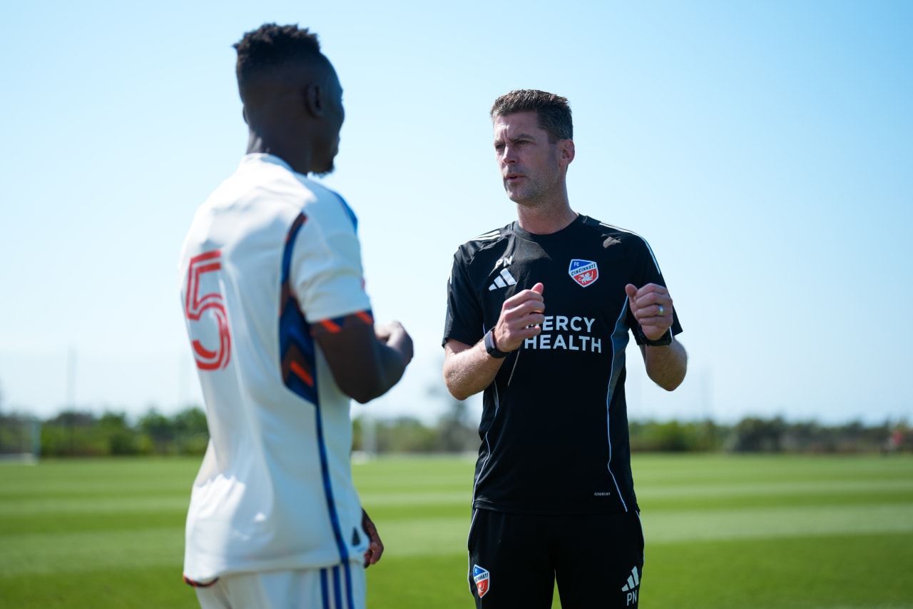 BRADENTON, FLORIDA - FEBRUARY 12: FC Cincinnati during a preseason match against Atlanta United FC on February 12, 2025 at IMG Academy in Bradenton, Florida.