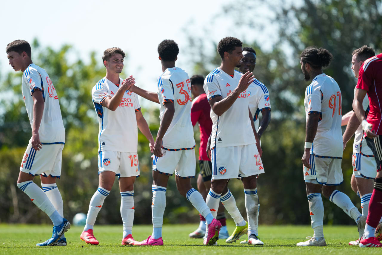 BRADENTON, FLORIDA - FEBRUARY 12: FC Cincinnati during a preseason match against Atlanta United FC on February 12, 2025 at IMG Academy in Bradenton, Florida.