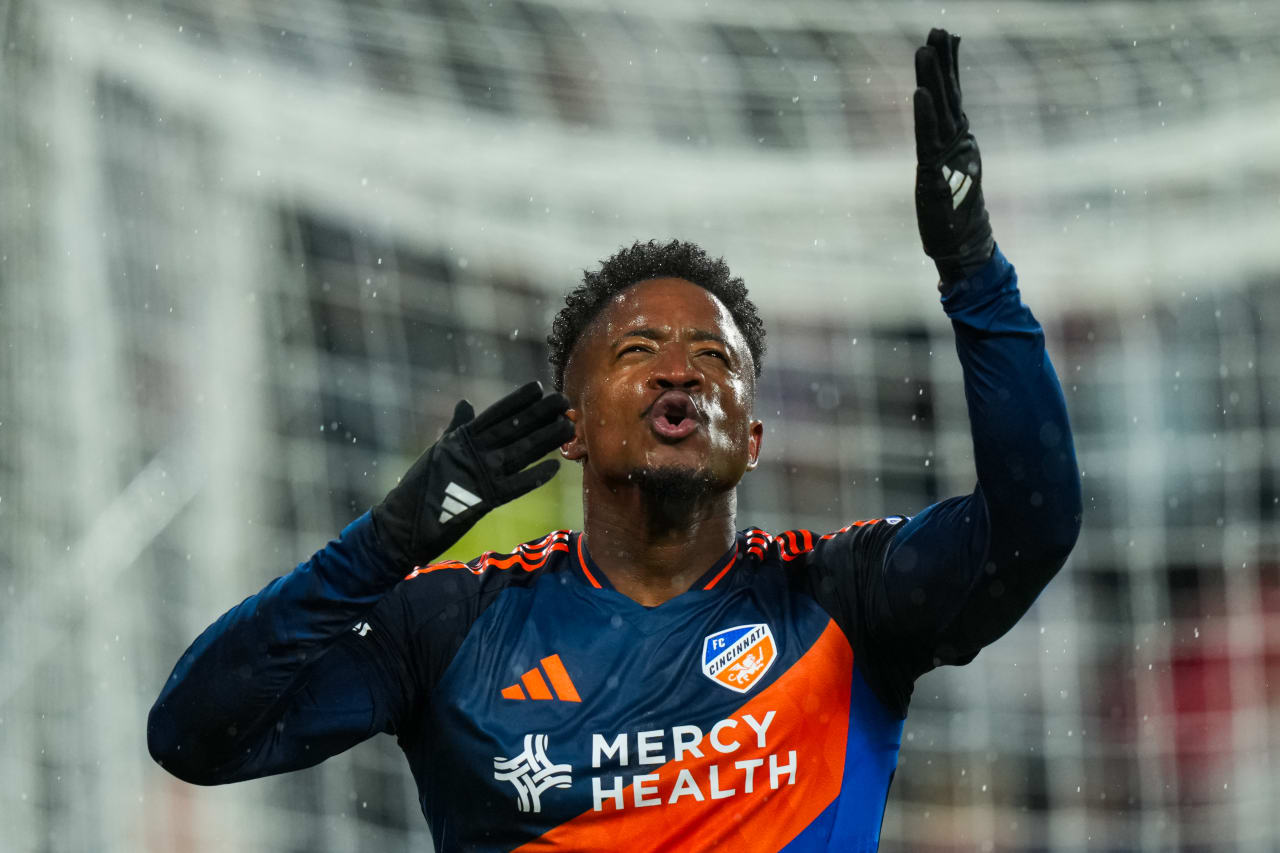CINCINNATI, OHIO - APRIL 5: FC Cincinnati against New England Revolution on April 5, 2025 at TQL Stadium in Cincinnati, Ohio.