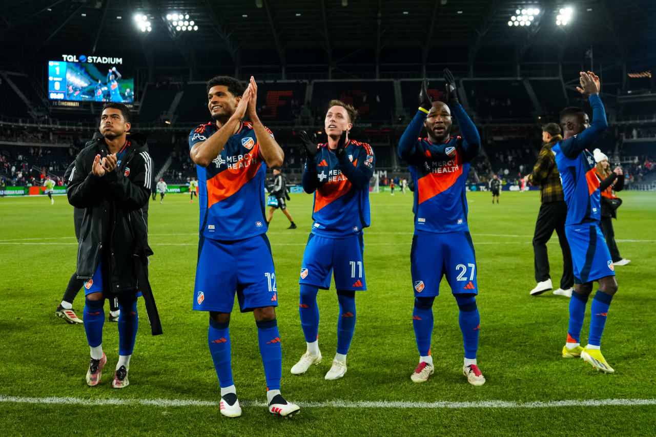 CINCINNATI, OHIO - FEBRUARY 22: FC Cincinnati against New York Red Bulls on February 22, 2025 at TQL Stadium in Cincinnati, Ohio.