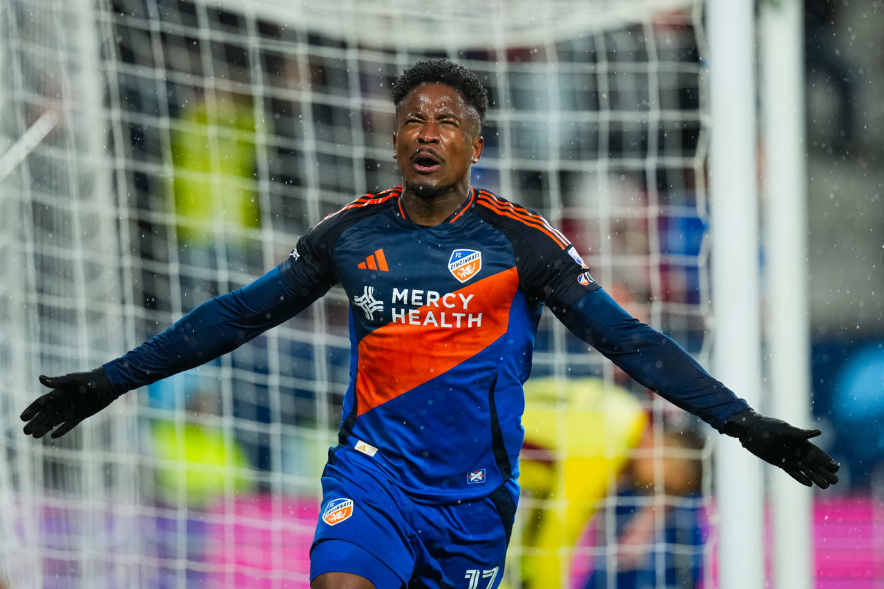 CINCINNATI, OHIO - APRIL 5: FC Cincinnati against New England Revolution on April 5, 2025 at TQL Stadium in Cincinnati, Ohio.