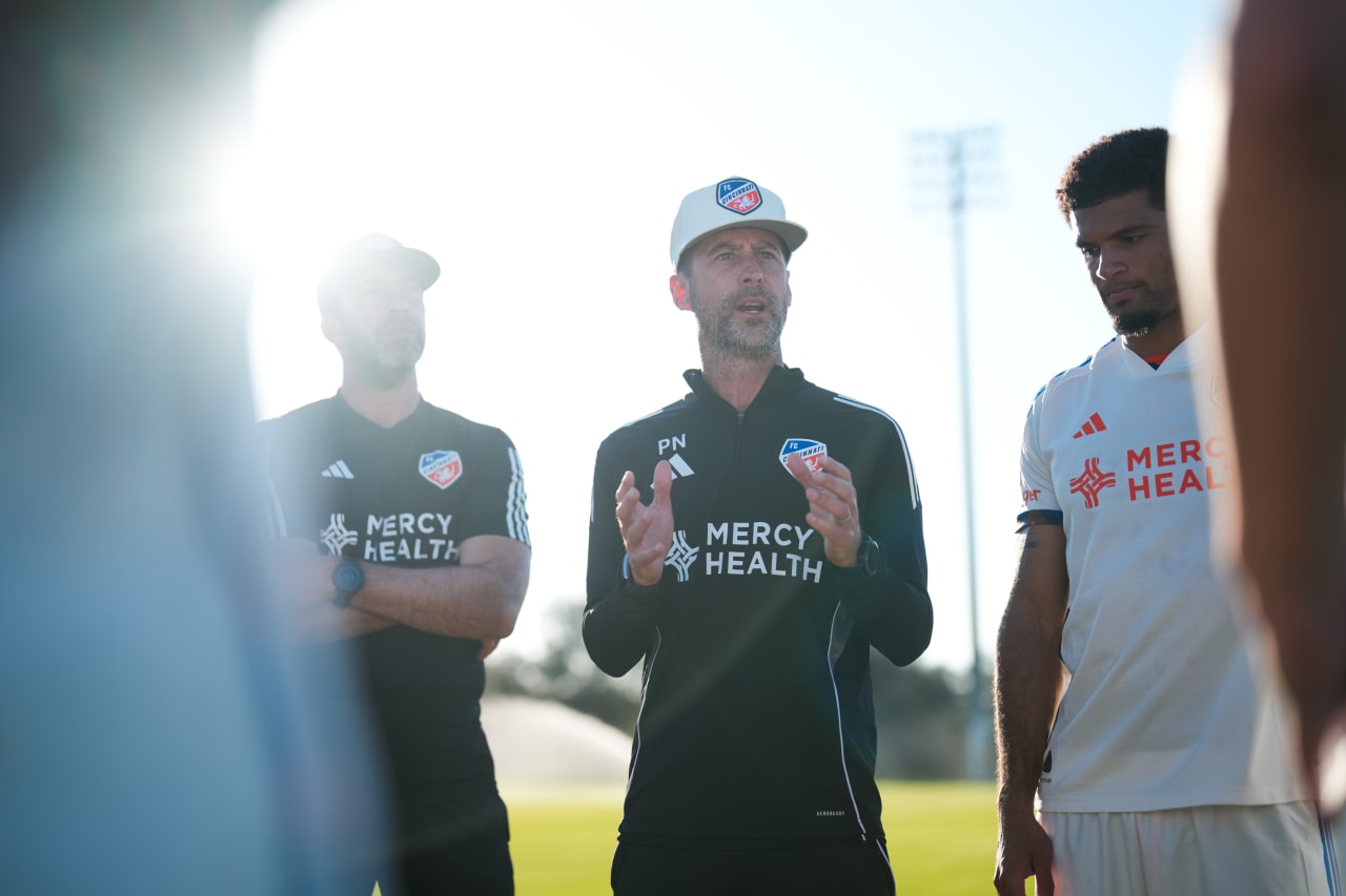 CLEARWATER, FLORIDA - FEBRUARY 7: FC Cincinnati during a preseason match against Philadelphia Union on February 7, 2025 at Joe DiMaggio Sports Complex in Clearwater, Florida.
