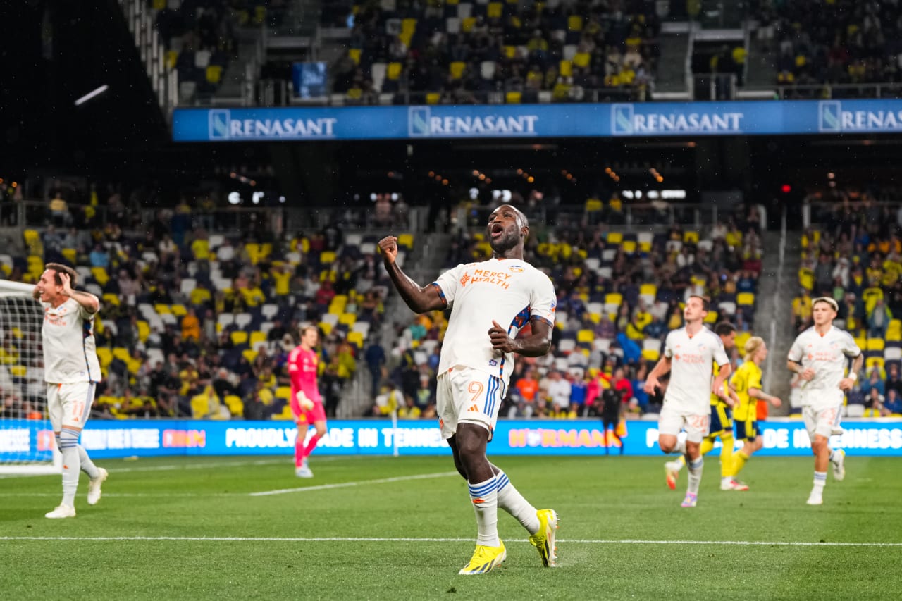 NASHVILLE, TENNESSEE - MARCH 29: Nashville SC against FC Cincinnati on March 29, 2025 at Geodis Park in Nashville, Tennessee.