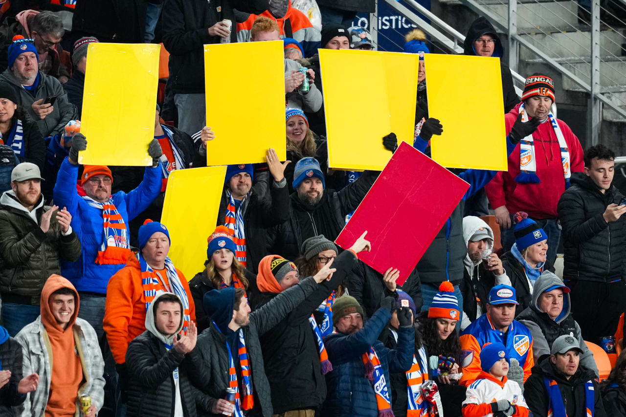 CINCINNATI, OHIO - FEBRUARY 22: FC Cincinnati against New York Red Bulls on February 22, 2025 at TQL Stadium in Cincinnati, Ohio.