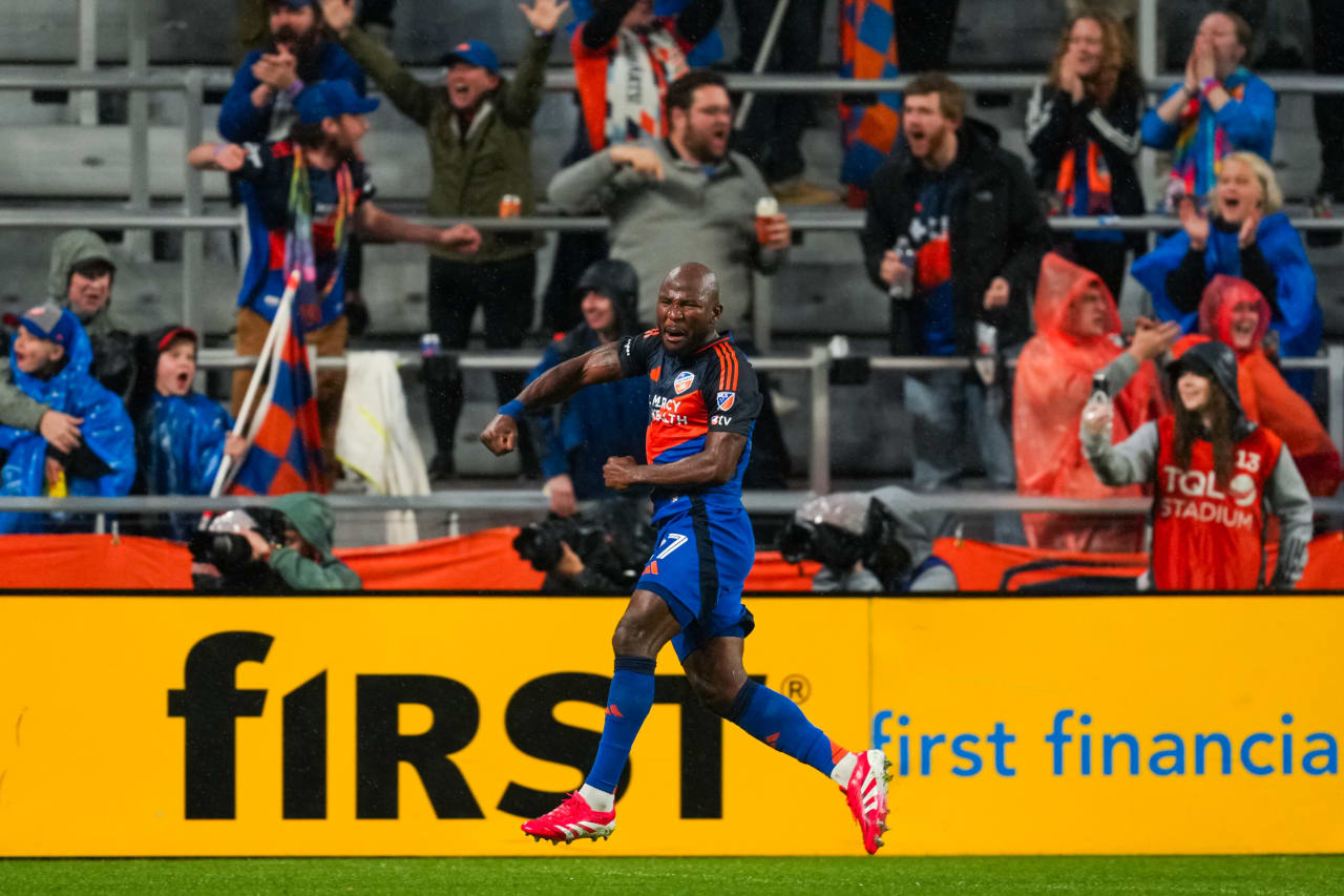 CINCINNATI, OHIO - APRIL 5: FC Cincinnati against New England Revolution on April 5, 2025 at TQL Stadium in Cincinnati, Ohio.
