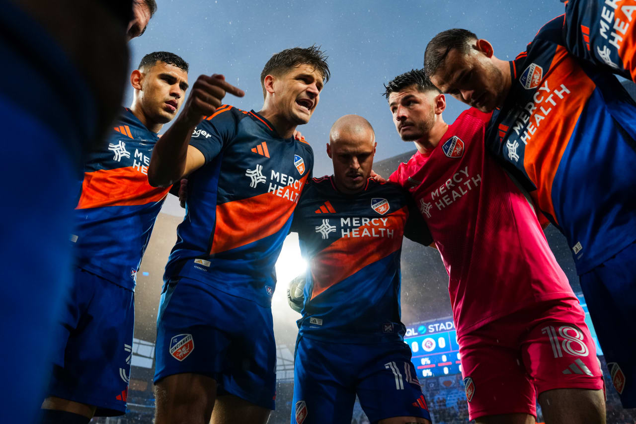 CINCINNATI, OHIO - APRIL 5: FC Cincinnati against New England Revolution on April 5, 2025 at TQL Stadium in Cincinnati, Ohio.