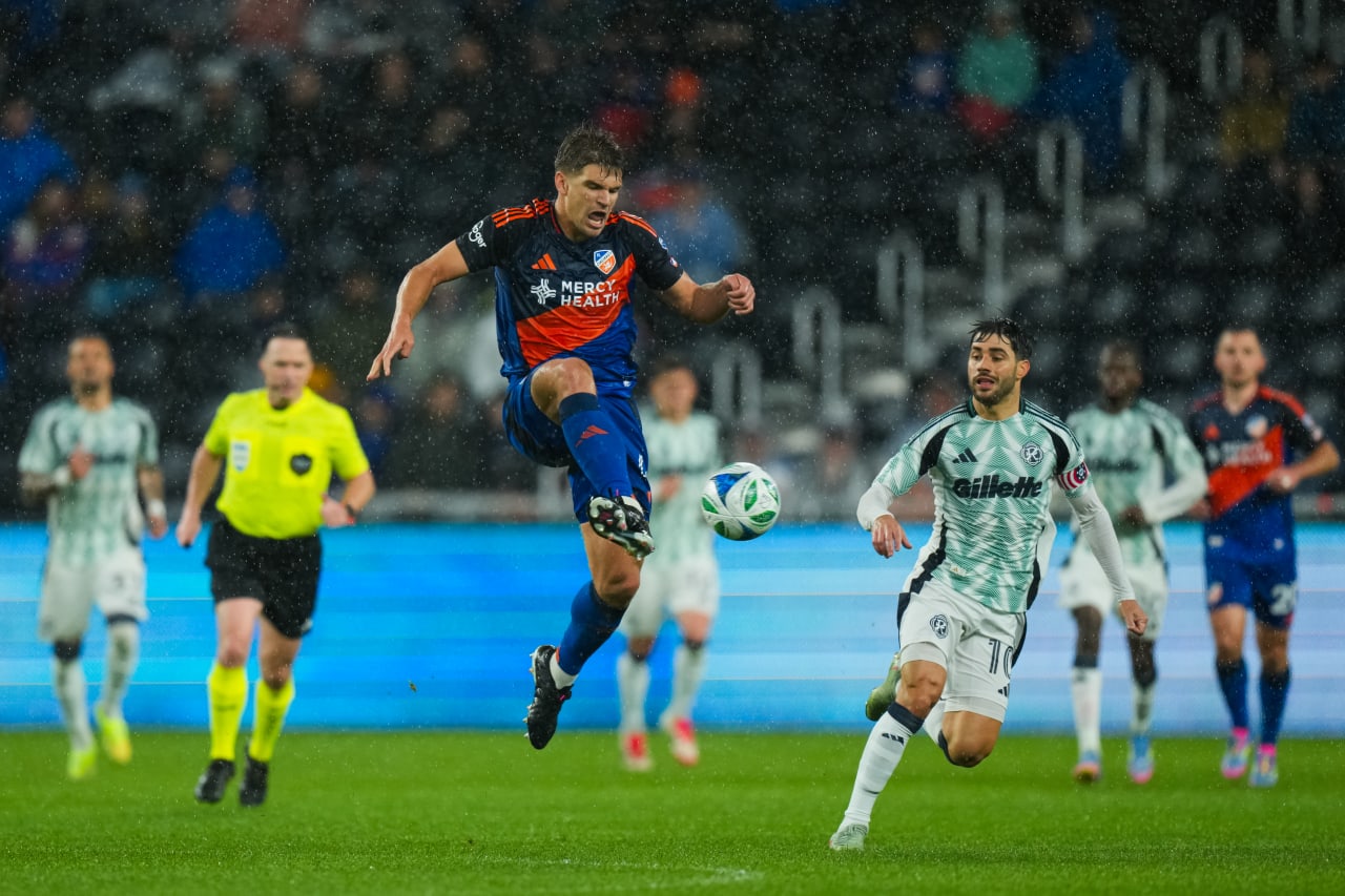 CINCINNATI, OHIO - APRIL 5: FC Cincinnati against New England Revolution on April 5, 2025 at TQL Stadium in Cincinnati, Ohio.