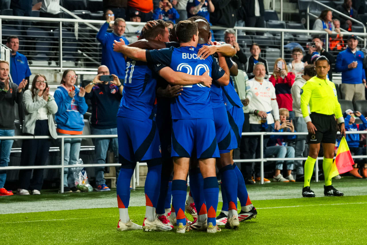 CINCINNATI, OHIO - FEBRUARY 26: FC Cincinnati during a Concacaf Champions Cup match against FC Motagua on February 26, 2025 at TQL Stadium in Cincinnati, Ohio.