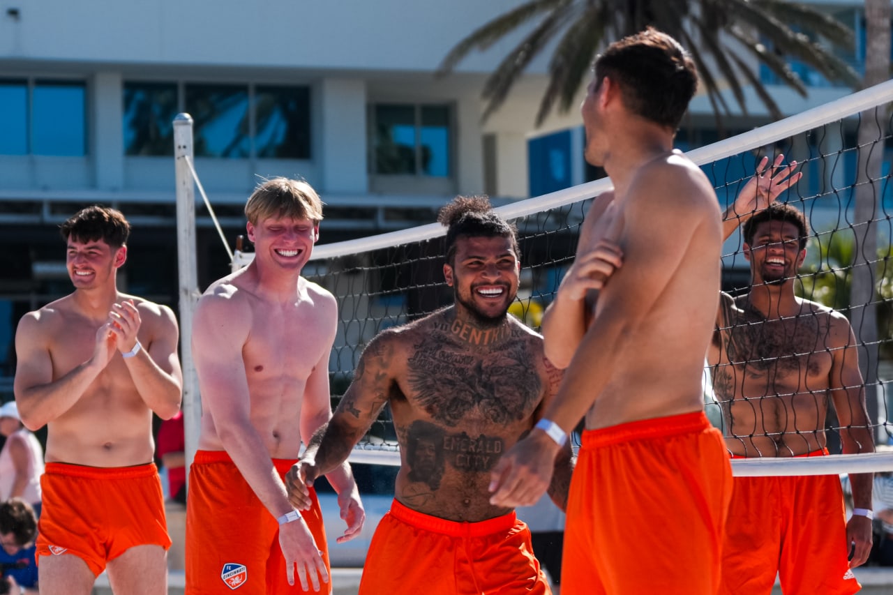 CLEARWATER, FLORIDA - FEBRUARY 8: FC Cincinnati during preseason training on February 8, 2025 at Clearwater Beach in Clearwater, Florida